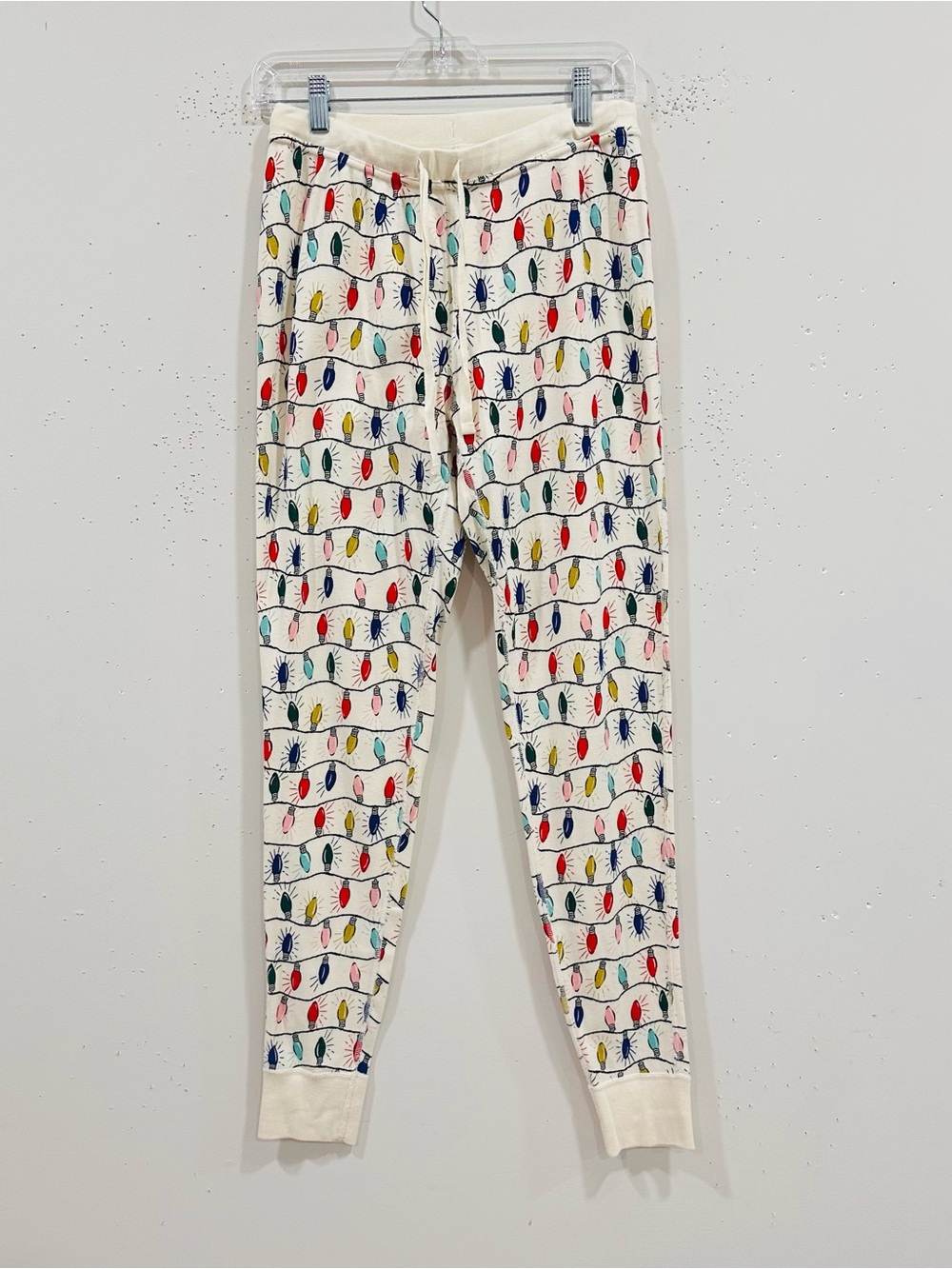 Hanna Andersson Christmas Lights Organic Cotton Pajama Jogger Pants M Holiday